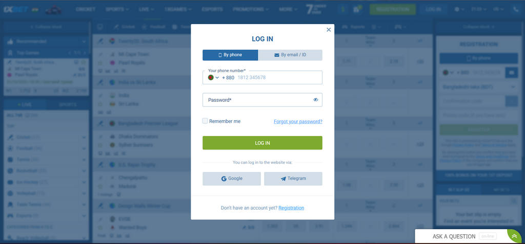 Cara mendaftar di 1xbet